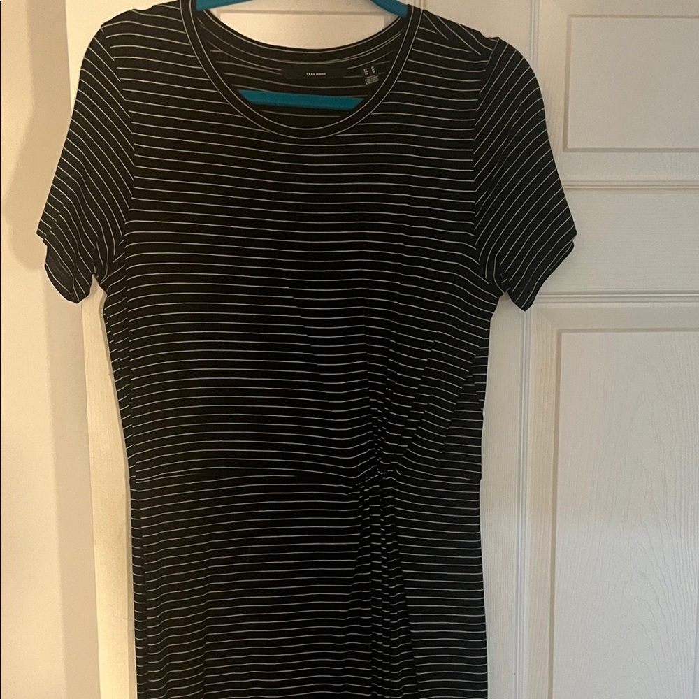 Vero Moda Black and White Striped Short Sleeve Top